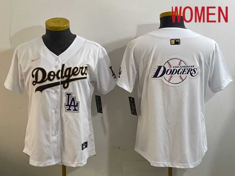 Women Los Angeles Dodgers Blank White Game 2024 Nike MLB Jersey style 12058